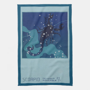 Sternbild Skorpion, Vintage-Zodiak-Astrologie Geschirrtuch