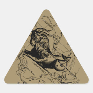 Sternbild Steinbock Vintage-Stich Hevelius Dreieckiger Aufkleber