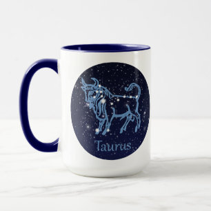 Sternbild Stier und Tierkreiszeichen mit Sternen Tasse