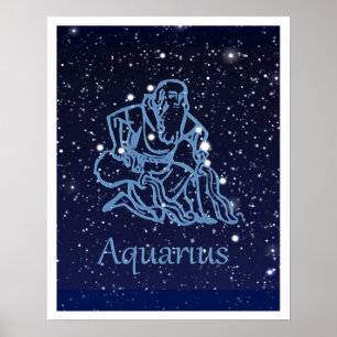 Sternbild und Tierkreiszeichen Wassermann mit Ster Poster