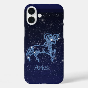 Sternbild Widder und Tierkreiszeichen mit Sternen iPhone 16 Plus Hülle