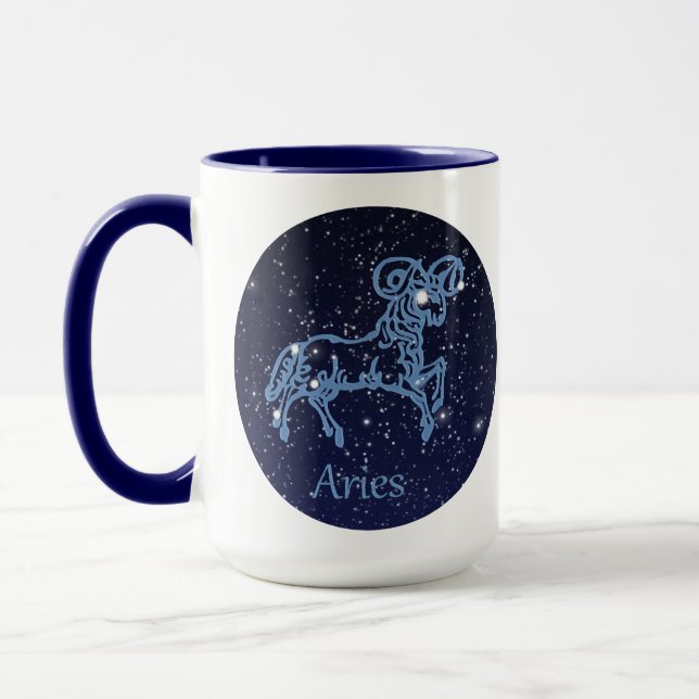 Sternbild Widder und Tierkreiszeichen mit Sternen Tasse (Links)