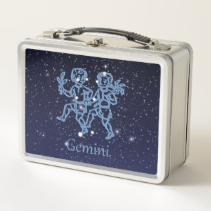 Sternbild Zwillinge und Tierkreiszeichen mit Stern Metall Lunch Box
