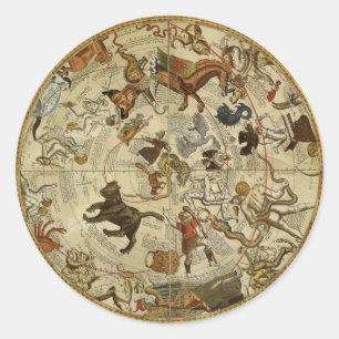 Sternbilder Nördlicher Himmel Vintage-Astronomie Runder Aufkleber
