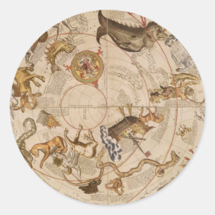 Sternbilder Südhimmel Vintage-Astronomie Runder Aufkleber
