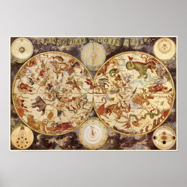 Sternbilder, Vintage Astronomie, Frederik de Wit Poster (Vorne)