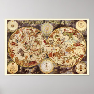 Sternbilder, Vintage-Astronomie, Frederik de Wit Poster