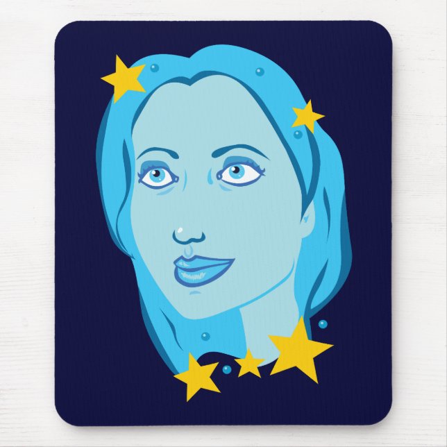 Sternblaue Mädchen Mousepad (Vorne)