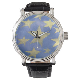 Sternblaue und goldene Uhr