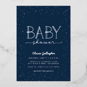 Sternchen-Baby-Party Twinkle Twinkle Marineblau Folieneinladung
