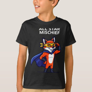 Sternchen-Schalk-Superheld-Fuchs mit Cape Cartoon T-Shirt
