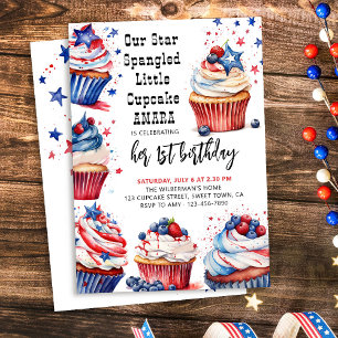 Sternchenförmiger kleiner Cupcake Geburtstag für K Einladung