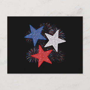 Sterne Amerikanische Flagge Feuerwerk 4. Juli Unab Postkarte