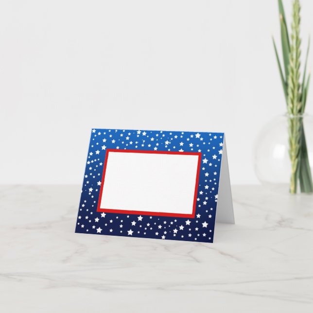 Sterne auf Blue Gradient & Red Border Note Card Karte (Vorderseite)