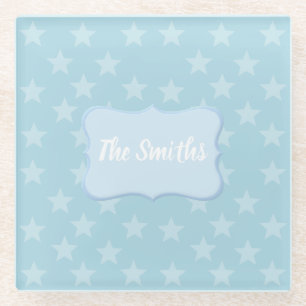 Sterne auf Blue Monogram oder Name Custom Glasuntersetzer
