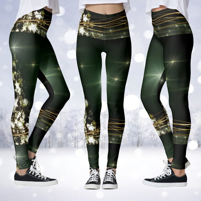 Sterne auf den Leggings der Weihnachtsbaum-Nacht D (Stars on Christmas Tree Night Dark Sky Leggings)