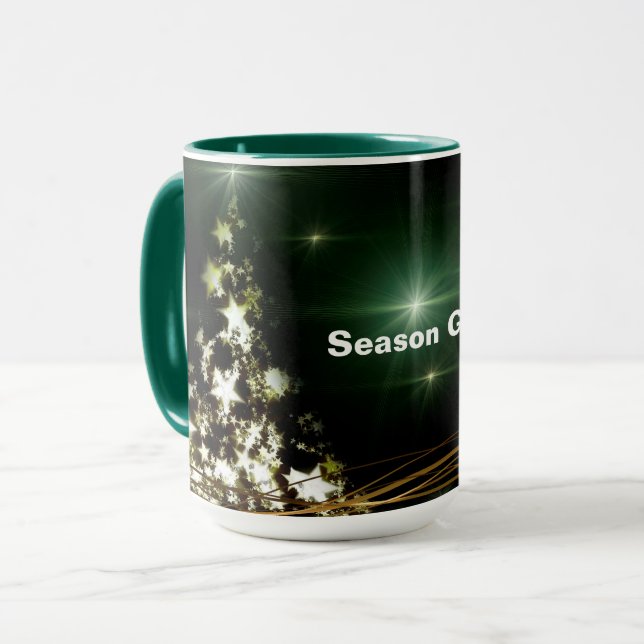 Sterne auf der Weihnachtsbaum-Night Sky Combo-Tass Tasse (Vorderseite Links)