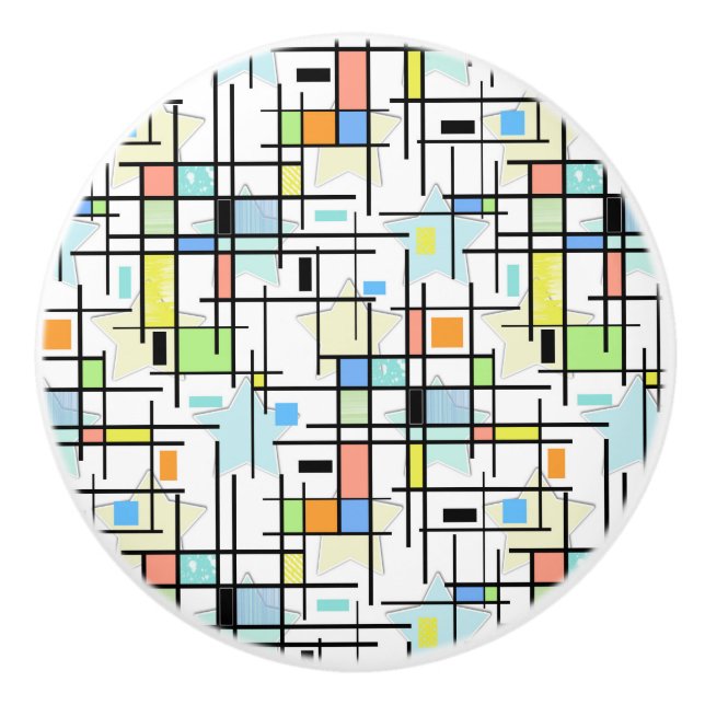 Sterne auf einem karierten Hintergrund. Keramikknauf (Vorderseite)