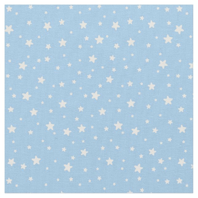 Sterne auf hellblauem Gewebe Stoff (Nahaufnahme)