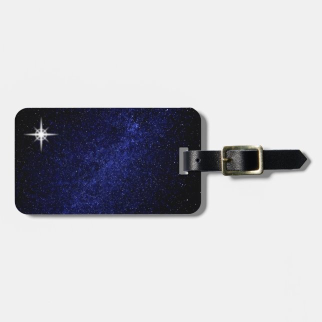 Sterne auf Navy Blue Milky Way Galaxy Gepäckanhänger (Vorderseite horizontal)