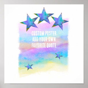 Sterne auf pastellfarbener Aquarellkunst fügen Ihr Poster
