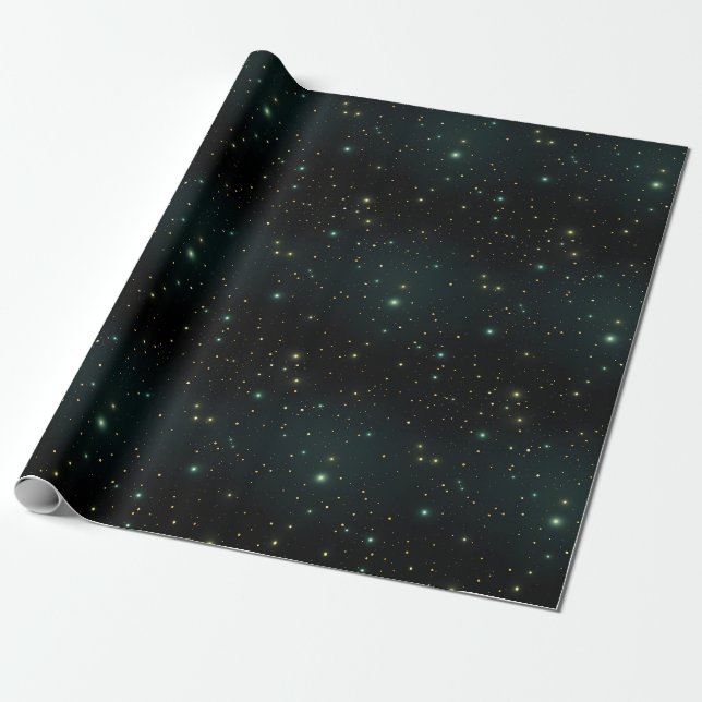 Sterne auf Schwarz Geschenkpapier (Ungerollt)