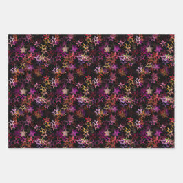 Sterne auf schwarz geschenkpapier set