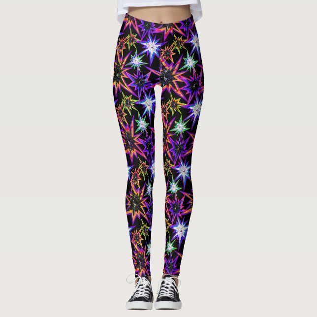 Sterne auf schwarz. leggings (Vorderseite)