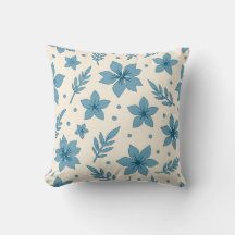 Sterne Blume und Blätter Blaue Creme