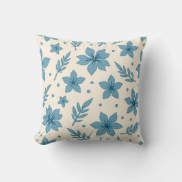 Sterne Blume und Blätter Blaue Creme Kissen
