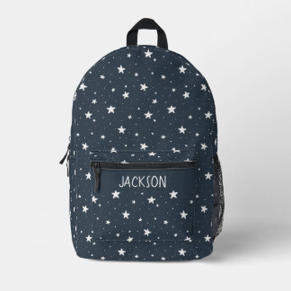 Sterne Boho Moderne Kinder Name Dunkelblauer Himme Bedruckter Rucksack