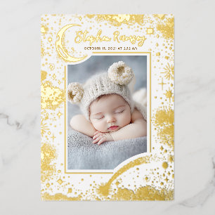 Sterne Celestial Niedliche Neugeborene Fotos Gebur Folieneinladung