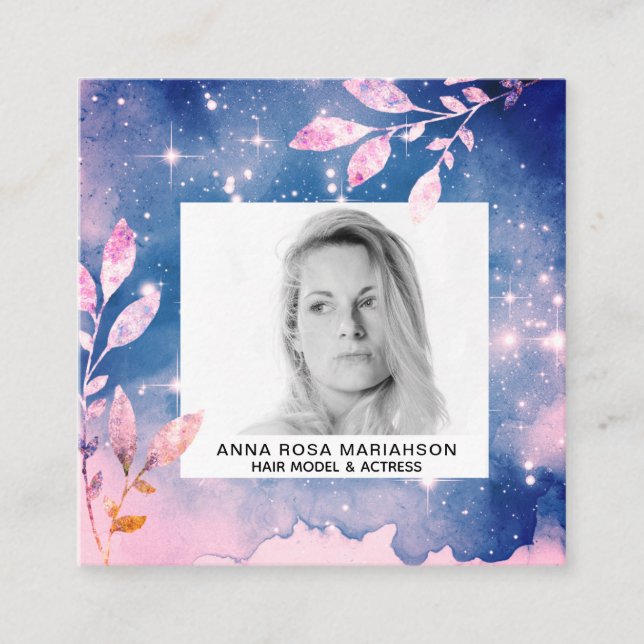 *~* Sterne Chic Pink Blue Hair Model Schauspieleri Quadratische Visitenkarte (Vorderseite)