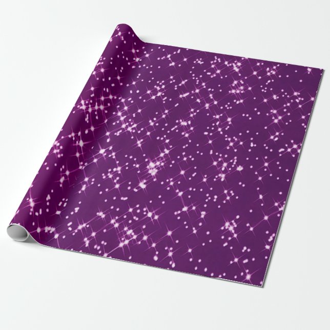 Sterne des lila Glitzer Geschenkpapier (Ungerollt)
