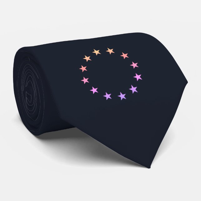 Sterne - Europa - EU-Flagge - Schiffsmarine Schlip Krawatte (Gerollt)