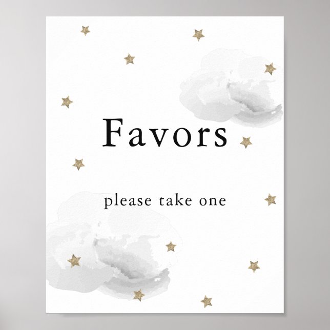 Sterne & Graue Wolken Kinderdusche bevorzugt Schil Poster (Vorne)