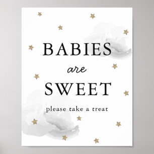 Sterne & Gray Clouds Kinderdusche Sweet Leckerei Z Poster