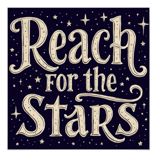Sterne greifen Celestial Typography Kunst Poster (Vorderseite)