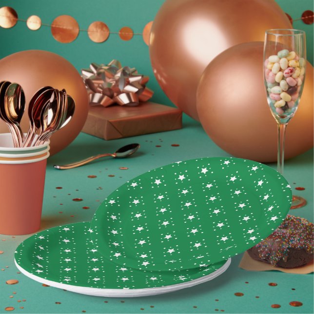 Sterne Grüner Weihnachtshintergrund Pappteller (Multi)