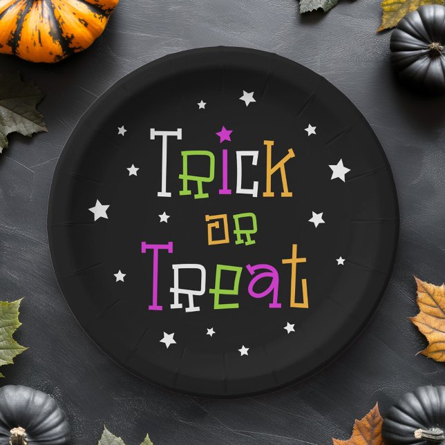 Sterne Halloween-Sterne tricksen oder behandeln Pappteller (Trick or treat stars Halloween stars Paper Plates)