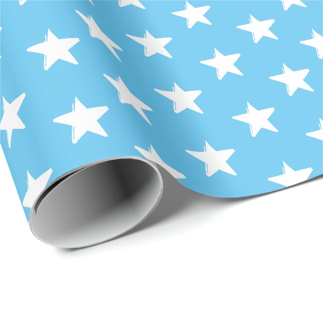 Sterne Himmel Blau-Weiß Muster Moderne Geschenk Geschenkpapier (Rolleneckpunkt)