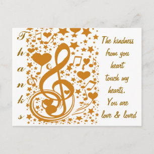 Sterne, Hörgeräte und Musiknoten,Gold_ Postkarte