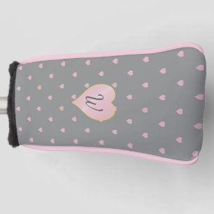 Sterne im Herzen auf der grauen Putter Abdeckung Golf Headcover