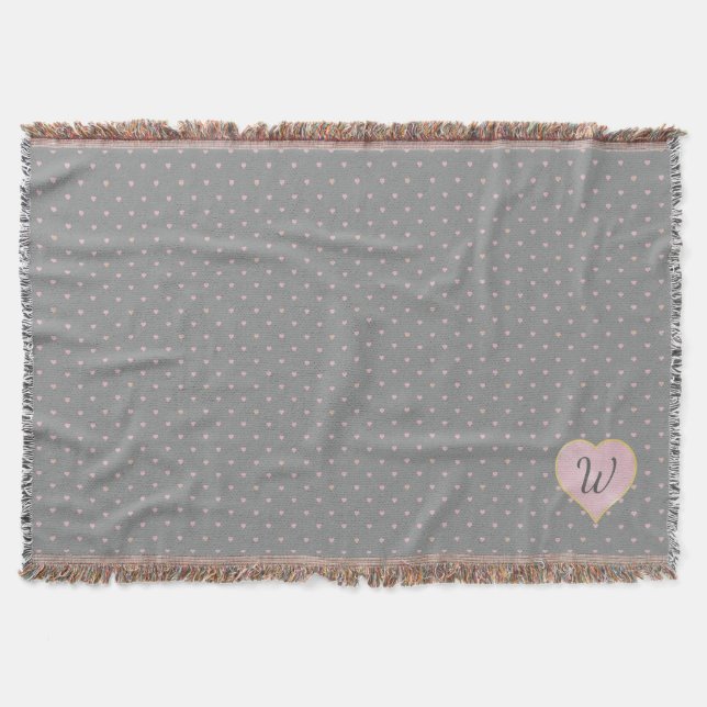 Sterne im Herzen auf der Grauwürfeldecke Decke (Vorderseite)