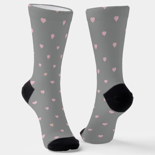 Sterne im Herzen auf Grau Socken (Gewinkelt)