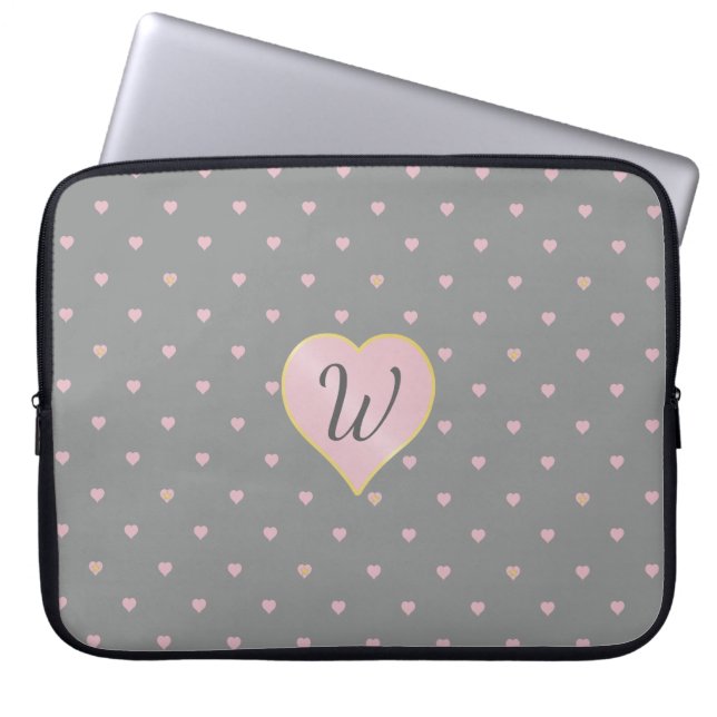 Sterne im Herzen auf grauem Laptop-Sieb Laptopschutzhülle (Vorderseite)