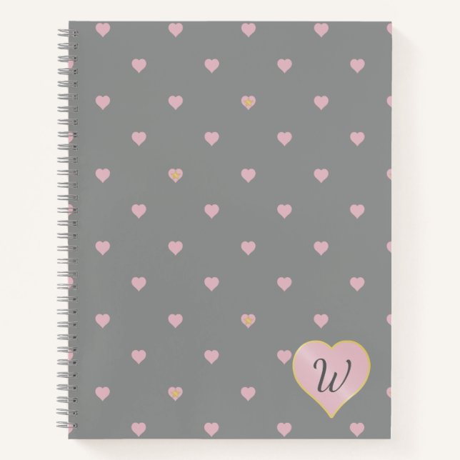 Sterne im Herzen auf Gray Spiral Notebook Notizbuch (Vorderseite)