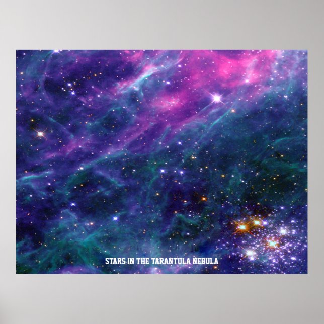 Sterne im Tarantula Nebula Blauer Blauer Blauer Bl Poster (Vorne)