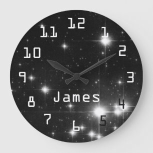 Sterne im tiefen Raum Schwarz und Weiß Große Wanduhr