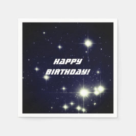 Sterne in Deep Space Dark Blue Happy Birthday Serviette